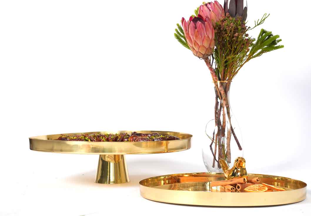 Brass Serving Tray - with base 35 cm